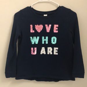 Navy sweatshirt “Love Who U Are” Size 10/12
